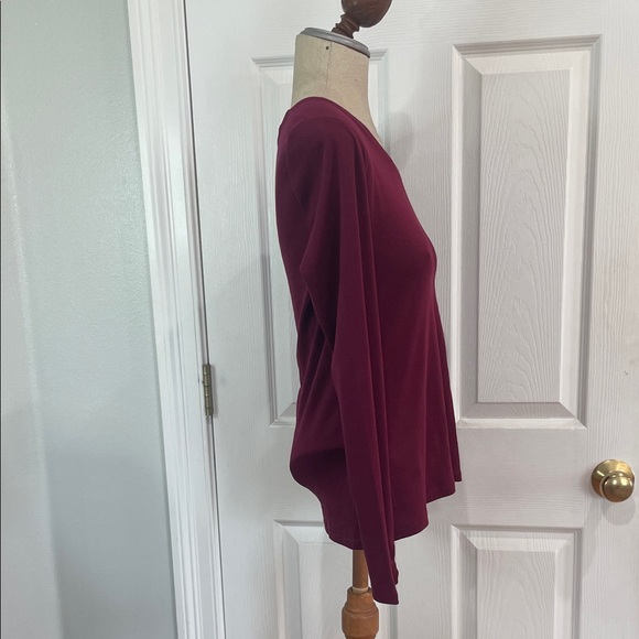 Liz Claiborne V-Neck Long Sleeve Top Burgundy red women’s size S - Picture 3 of 8